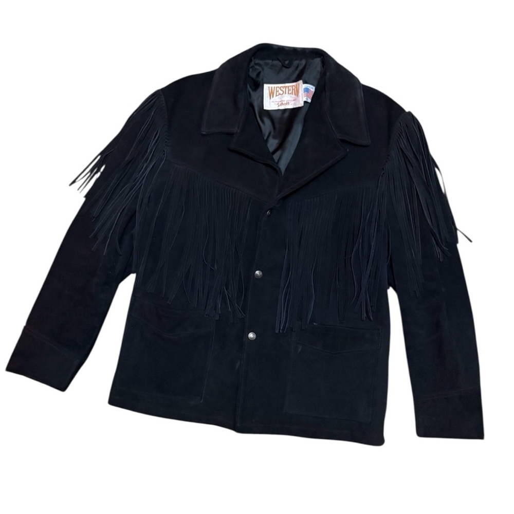 Vintage Schott NYC "Western" Suede Fringe Jacket - Men's 42 - Picture 2 of 15